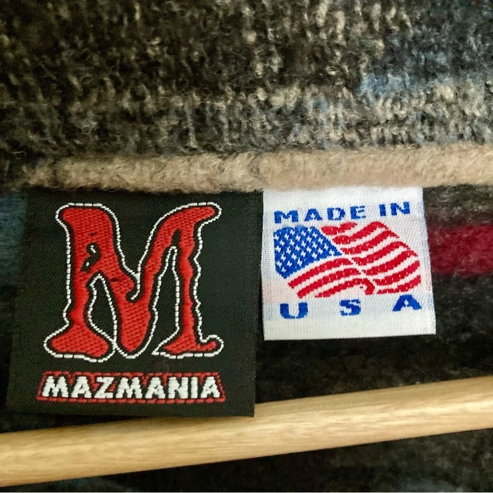 Vintage Mazmania Wool Cardigan Southwestern Aztec Sweater Made in USA Boho US L
